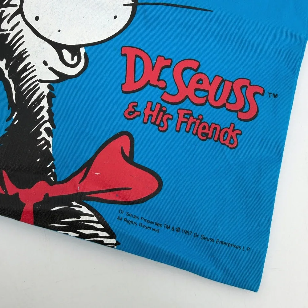 Dr. Seuss I Love‎ To Read Book Bag Vintage Tote Blue with Red Handles